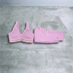 ALO Yoga Light Pink Sports Bra and Leggings Set